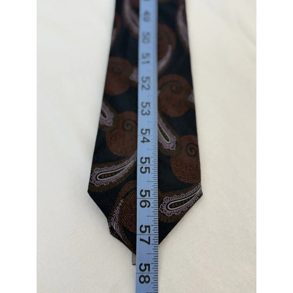 Giorgio Armani Cravatte Tie 100% Silk Navy Red‎ Paisley Print 3.5